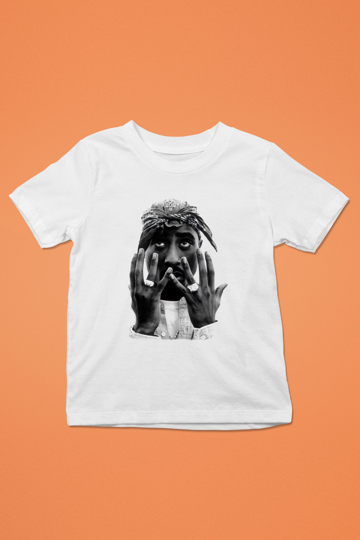 Tupac Shakur Baskılı Beyaz Unisex Çocuk Tişört