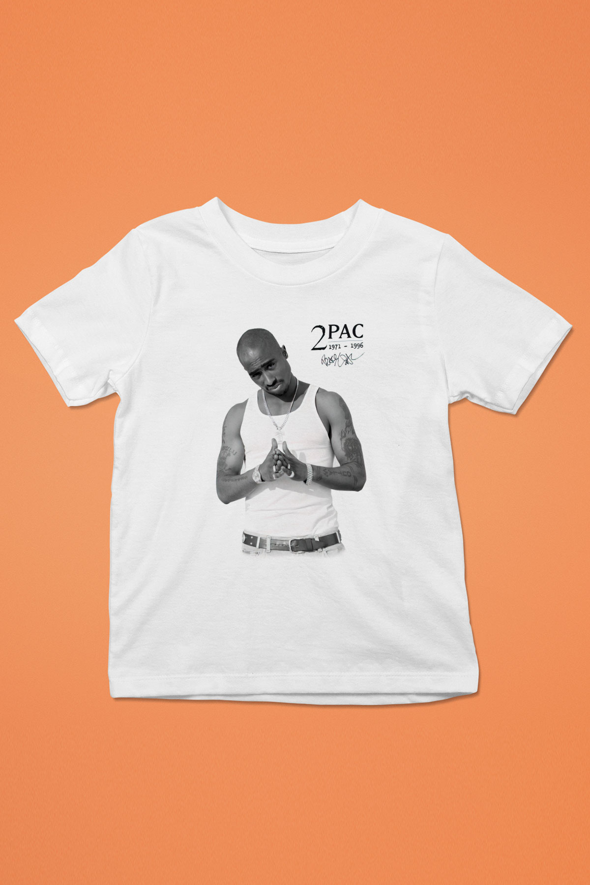Tupac Shakur Baskılı Beyaz Unisex Çocuk Tişört