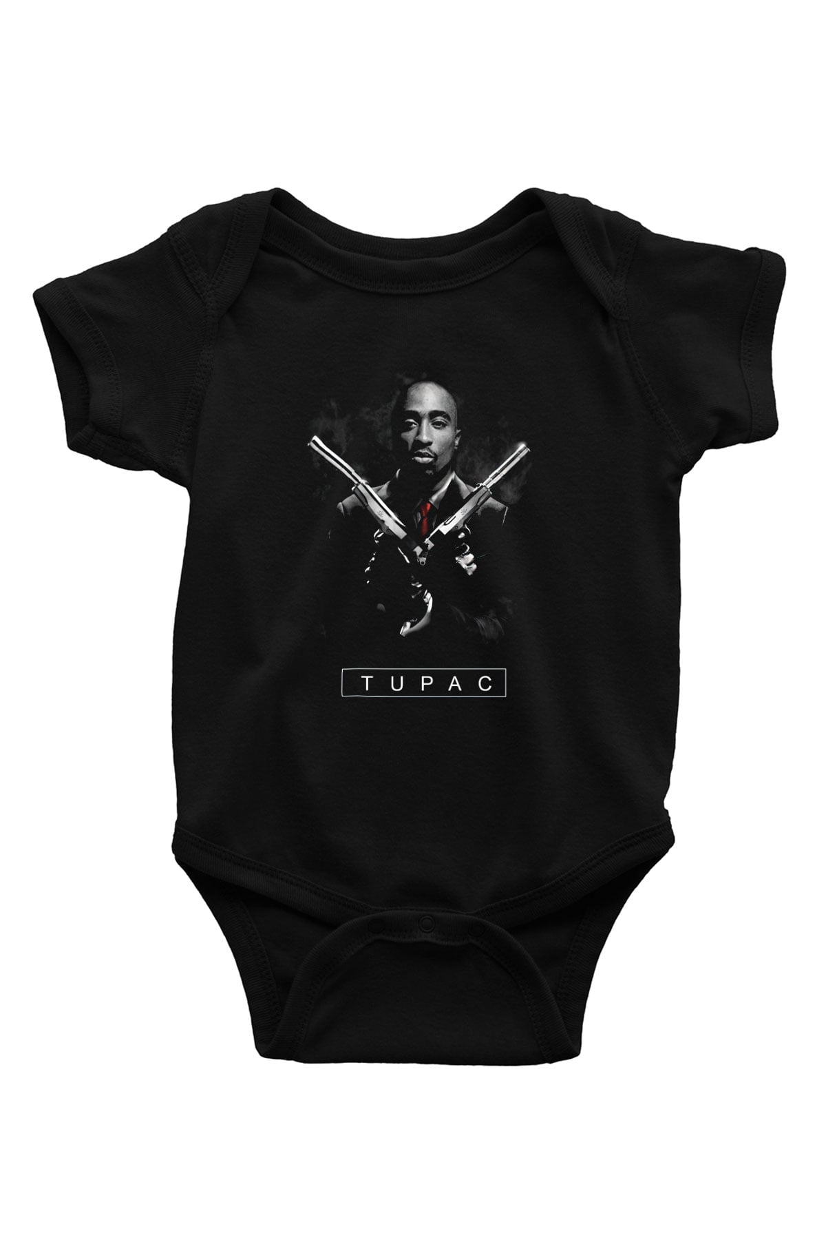 Tupac Shakur Baskılı Siyah Bebek Body - Zıbın
