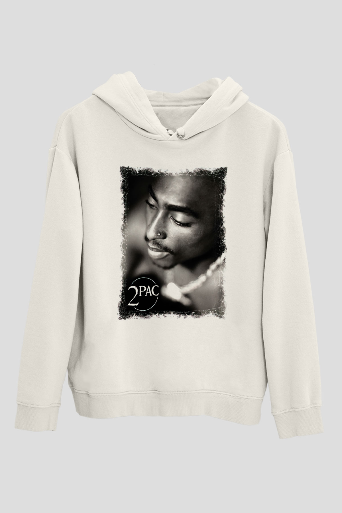 Tupac Shakur Beyaz Unisex Kapşonlu Sweatshirt