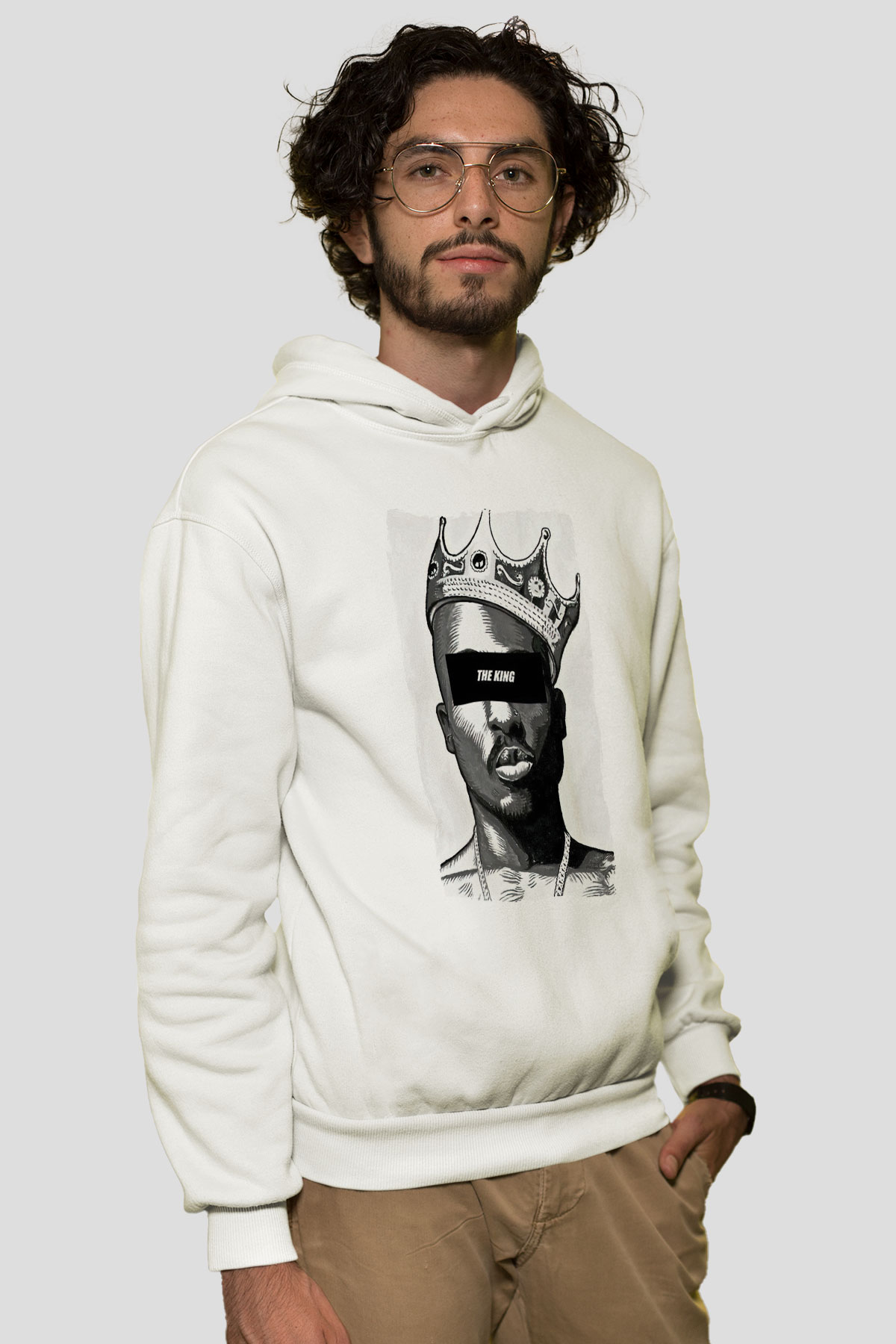 Tupac Shakur Beyaz Unisex Kapüşonlu Sweatshirt