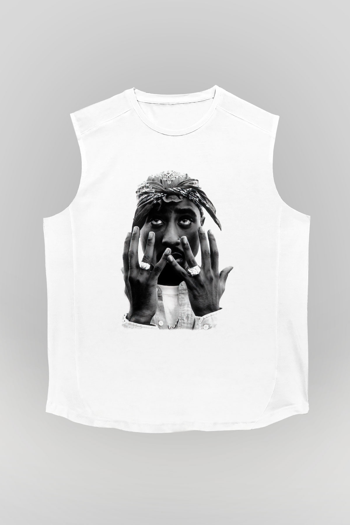 Tupac Shakur Beyaz Unisex Kolsuz Tişört