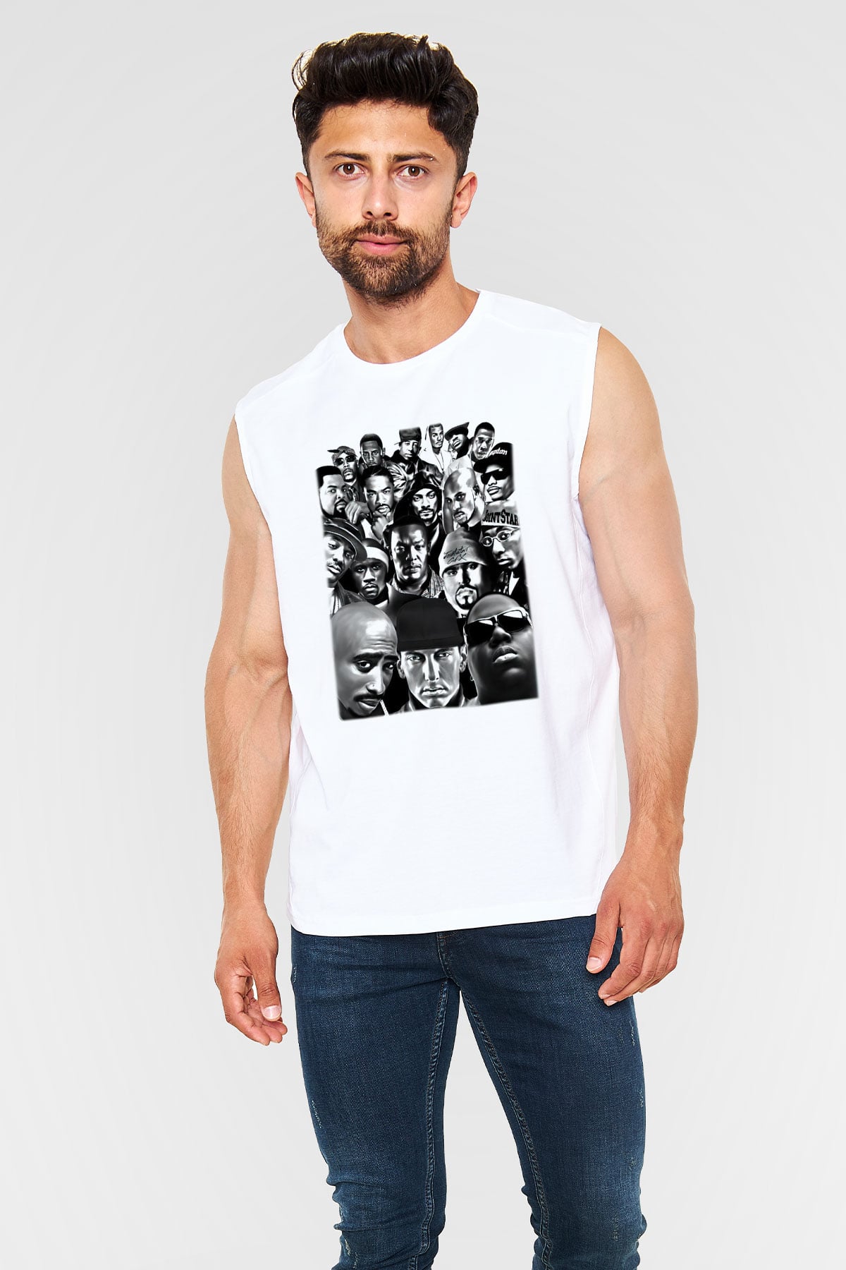 Tupac Shakur Beyaz Unisex Kolsuz Tişört