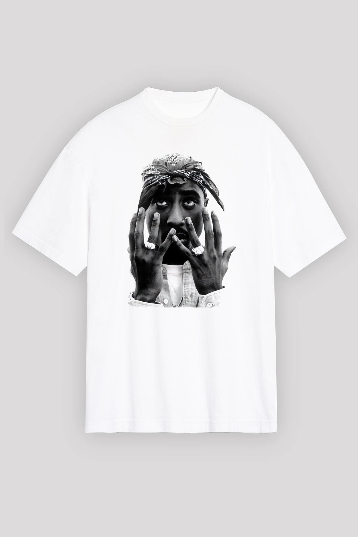 Tupac Shakur Beyaz Unisex Oversize Tişört T-Shirt