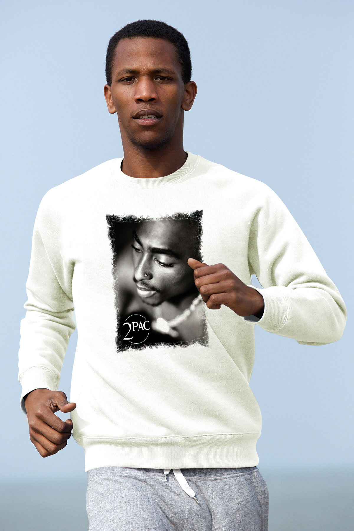 Tupac Shakur Beyaz Unisex Sweatshirt