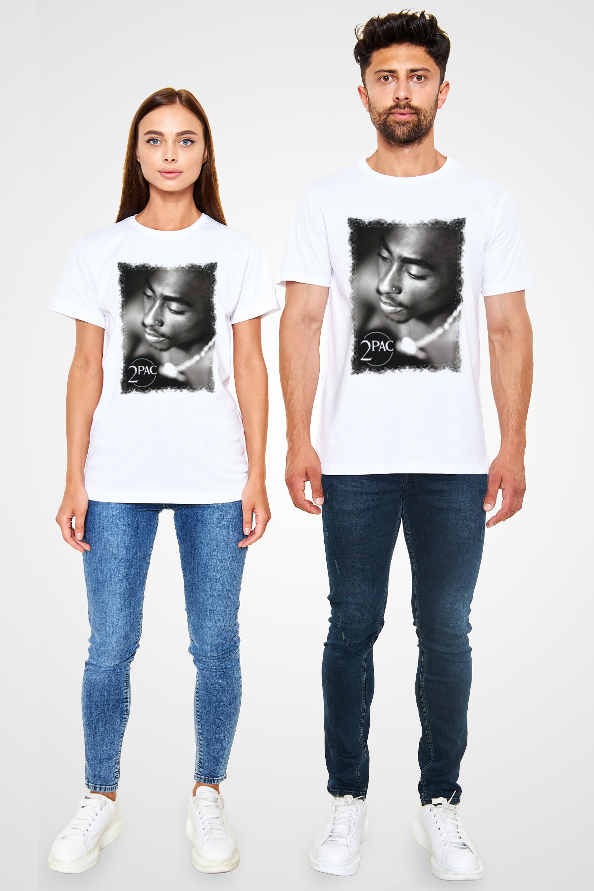 Tupac Shakur Beyaz Unisex Tişört T-Shirt - TişörtFabrikası