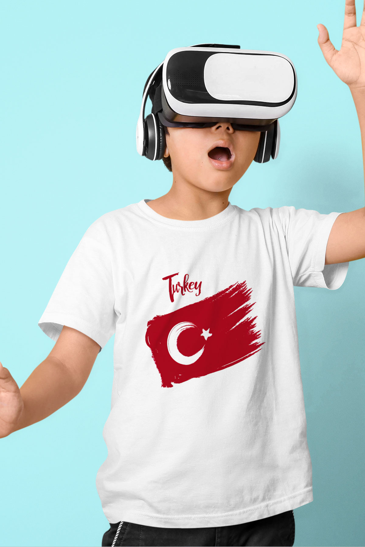 Türkiye Baskılı Beyaz Unisex Çocuk Tişört