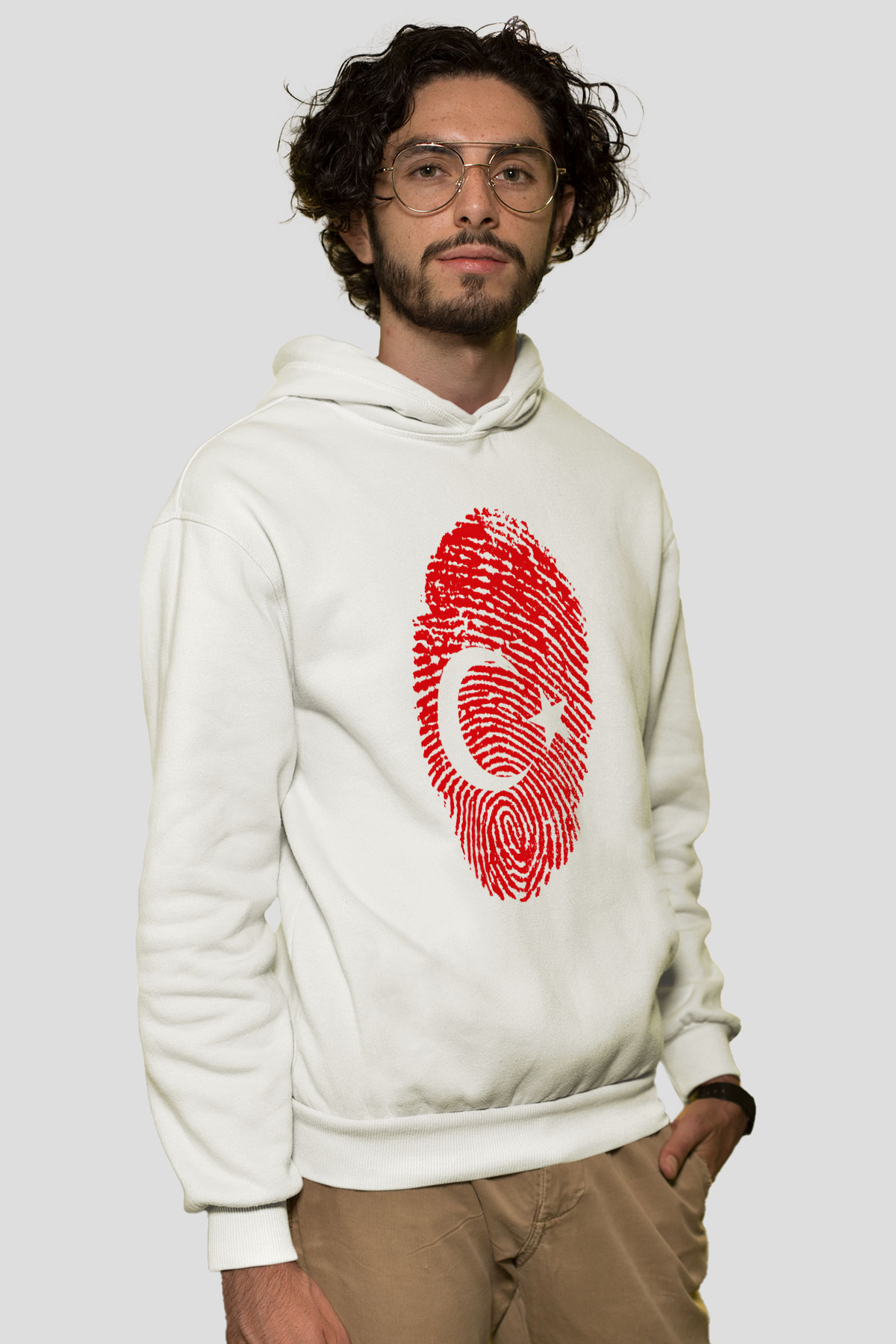 Türkiye Beyaz Unisex Kapşonlu Sweatshirt