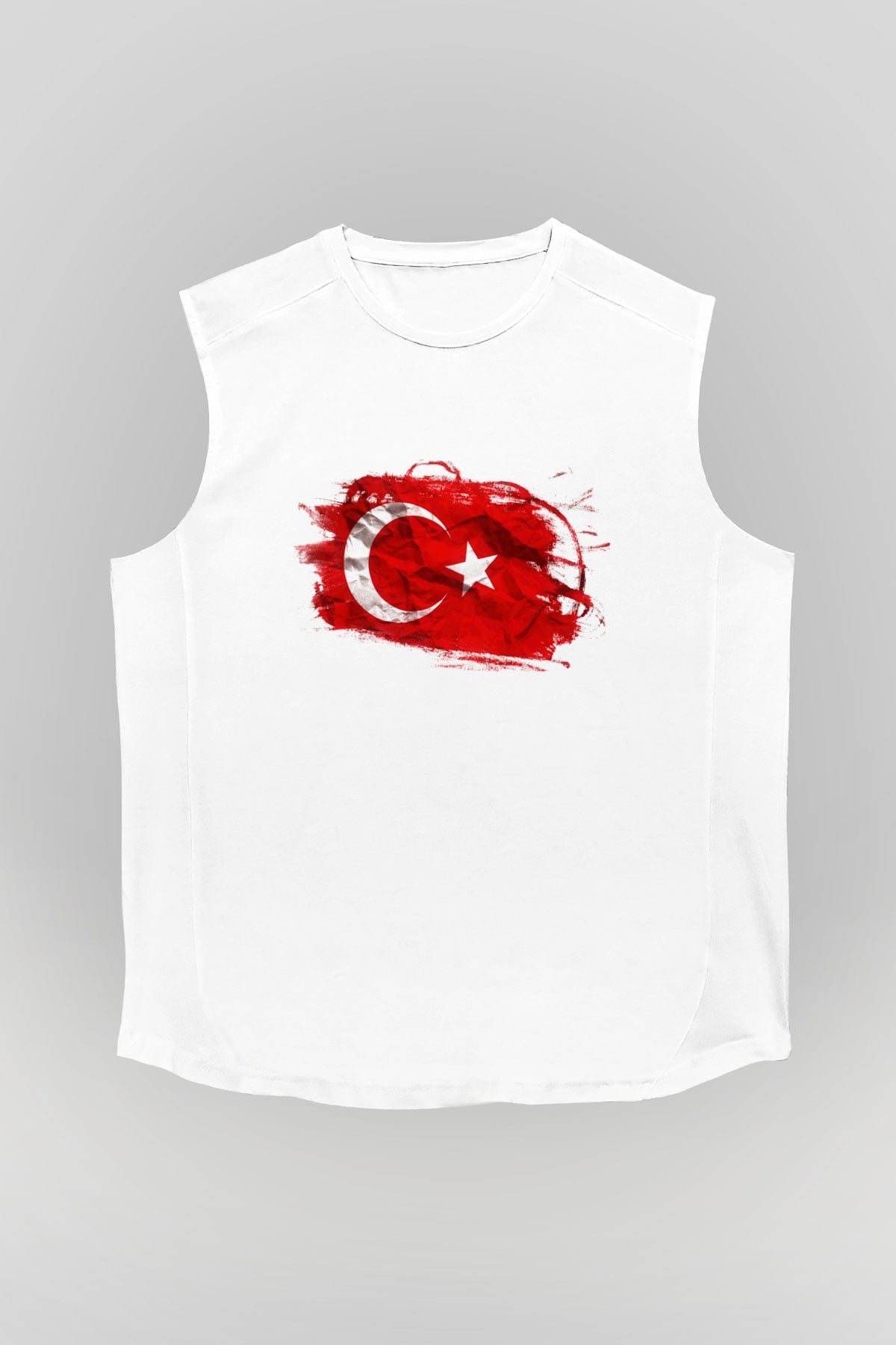 Türkiye Beyaz Unisex Kolsuz Tişört