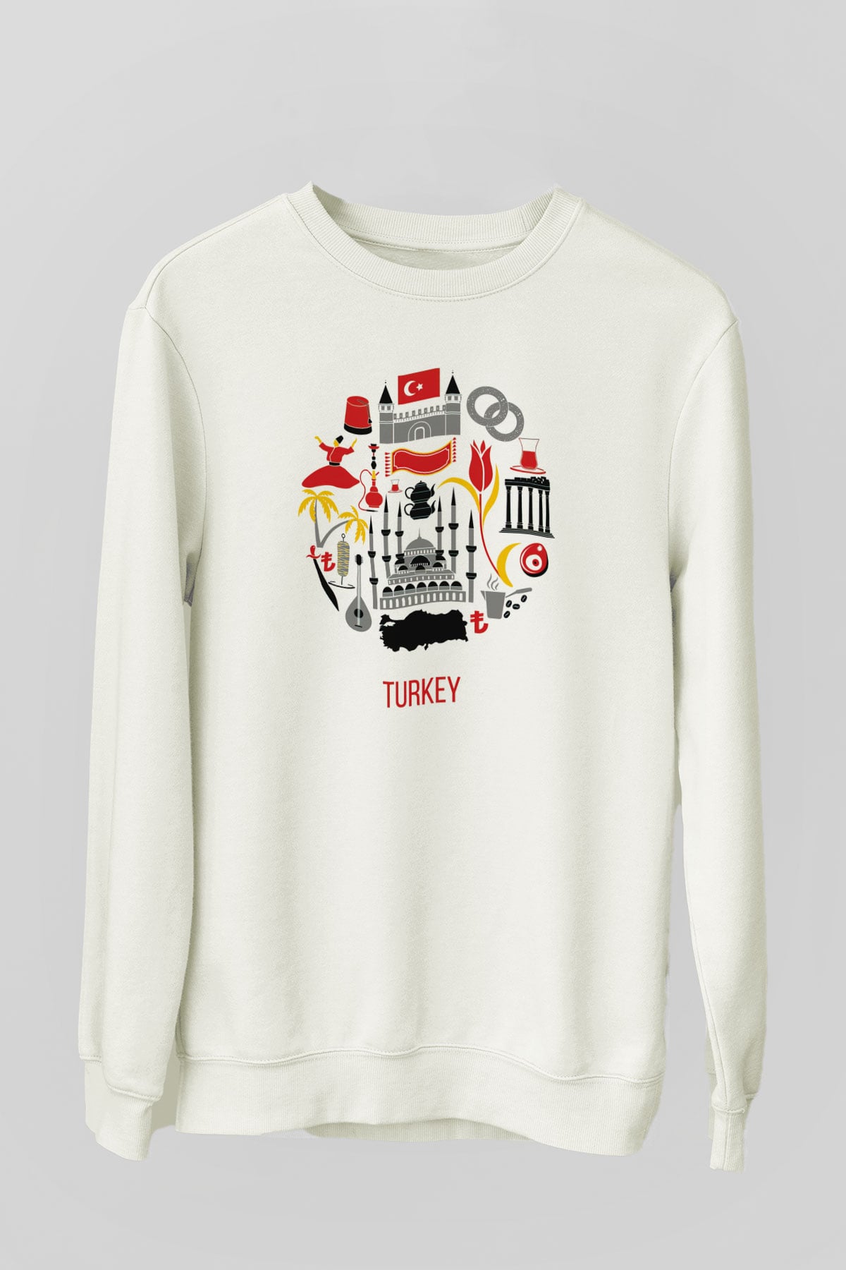 Türkiye Beyaz Unisex Sweatshirt