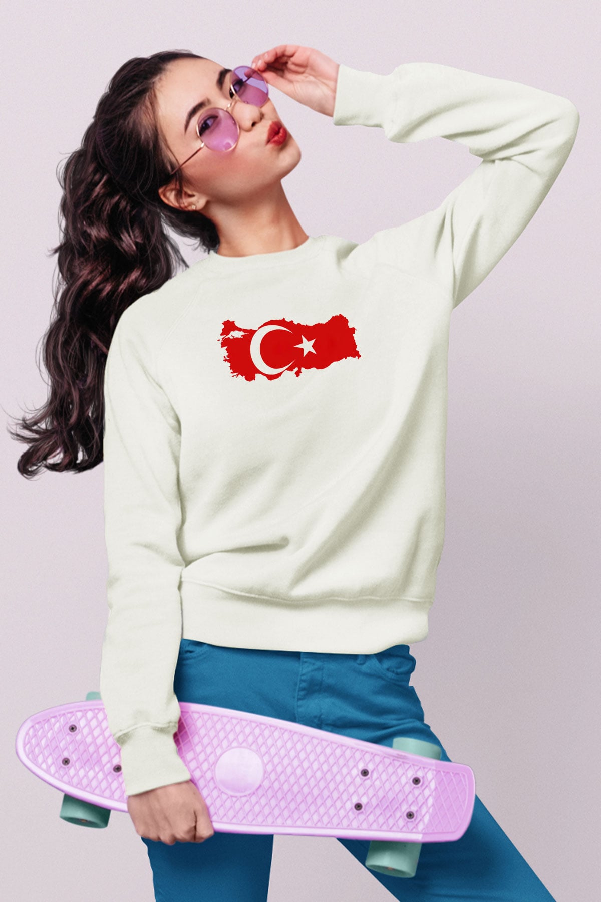 Türkiye Beyaz Unisex Sweatshirt