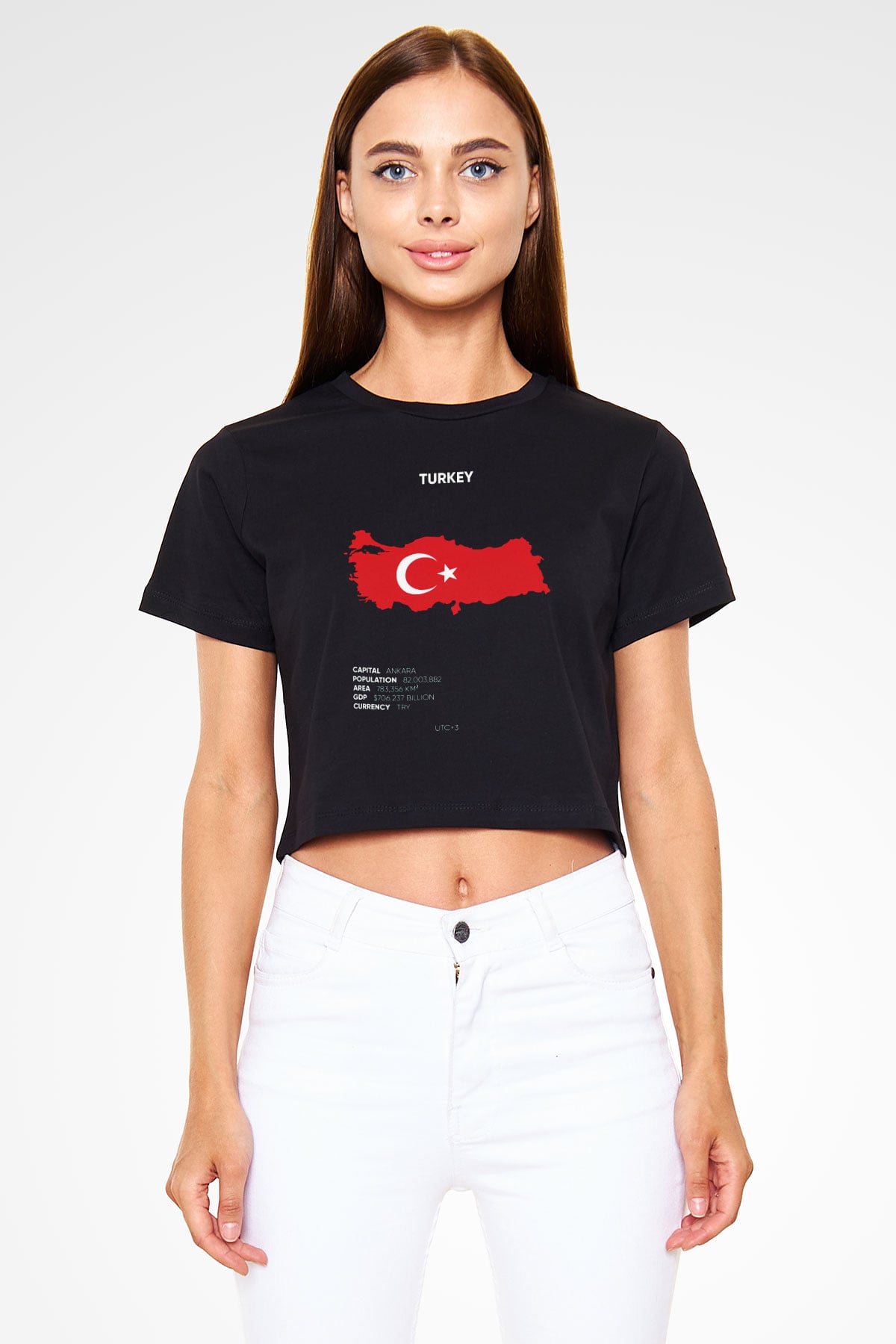 Türkiye Siyah  Crop Top Tişört