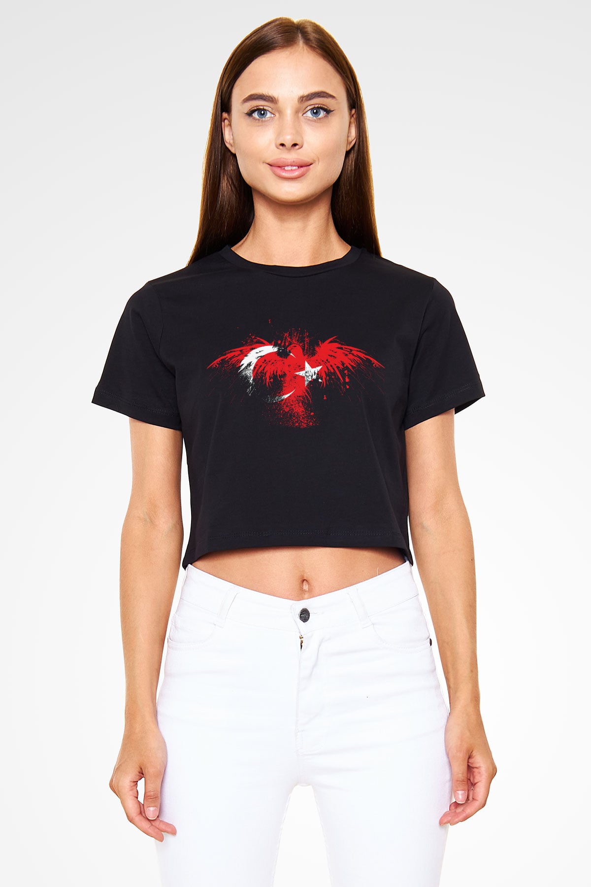 Türkiye Siyah Crop Top Tişört