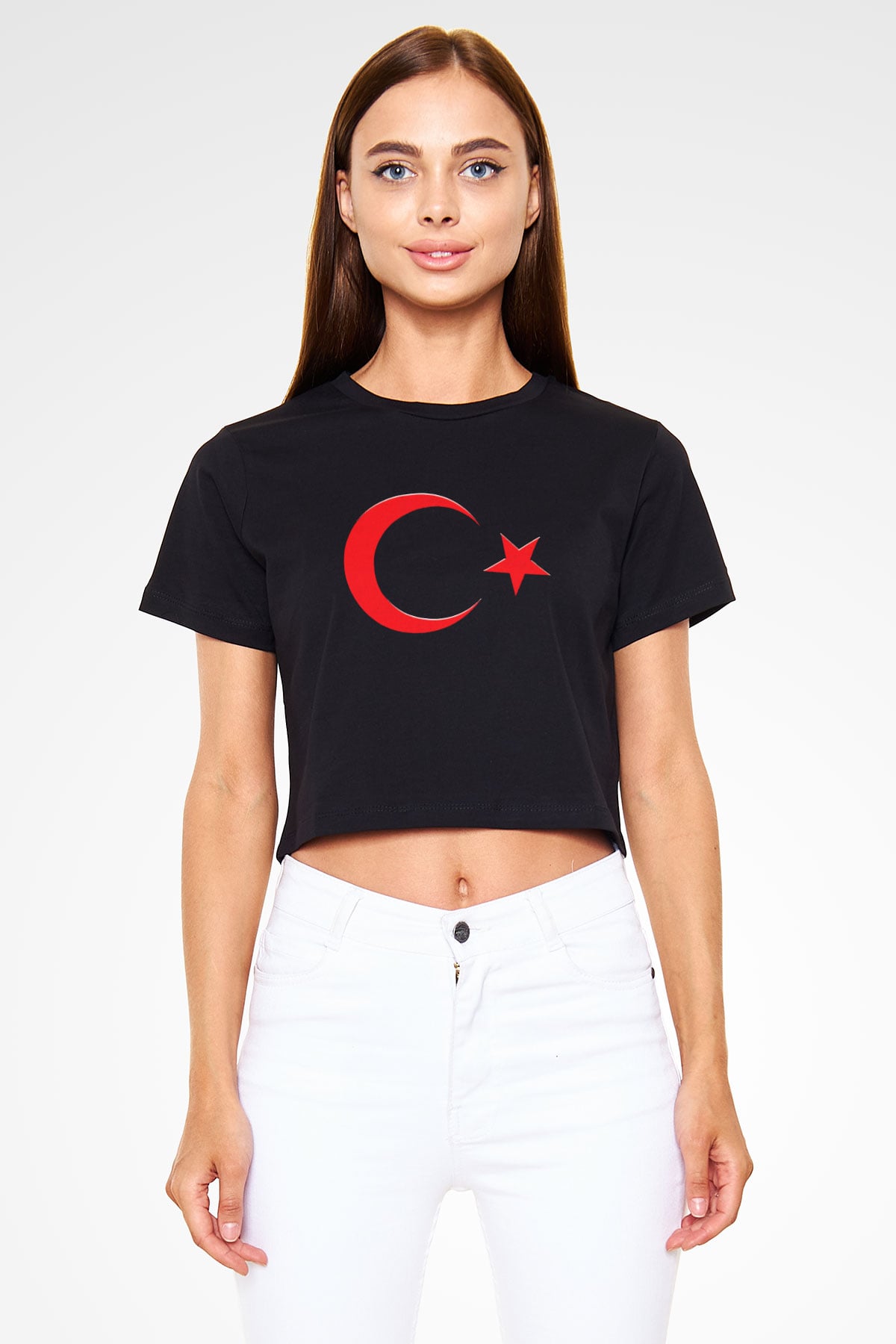 Türkiye Siyah  Crop Top Tişört