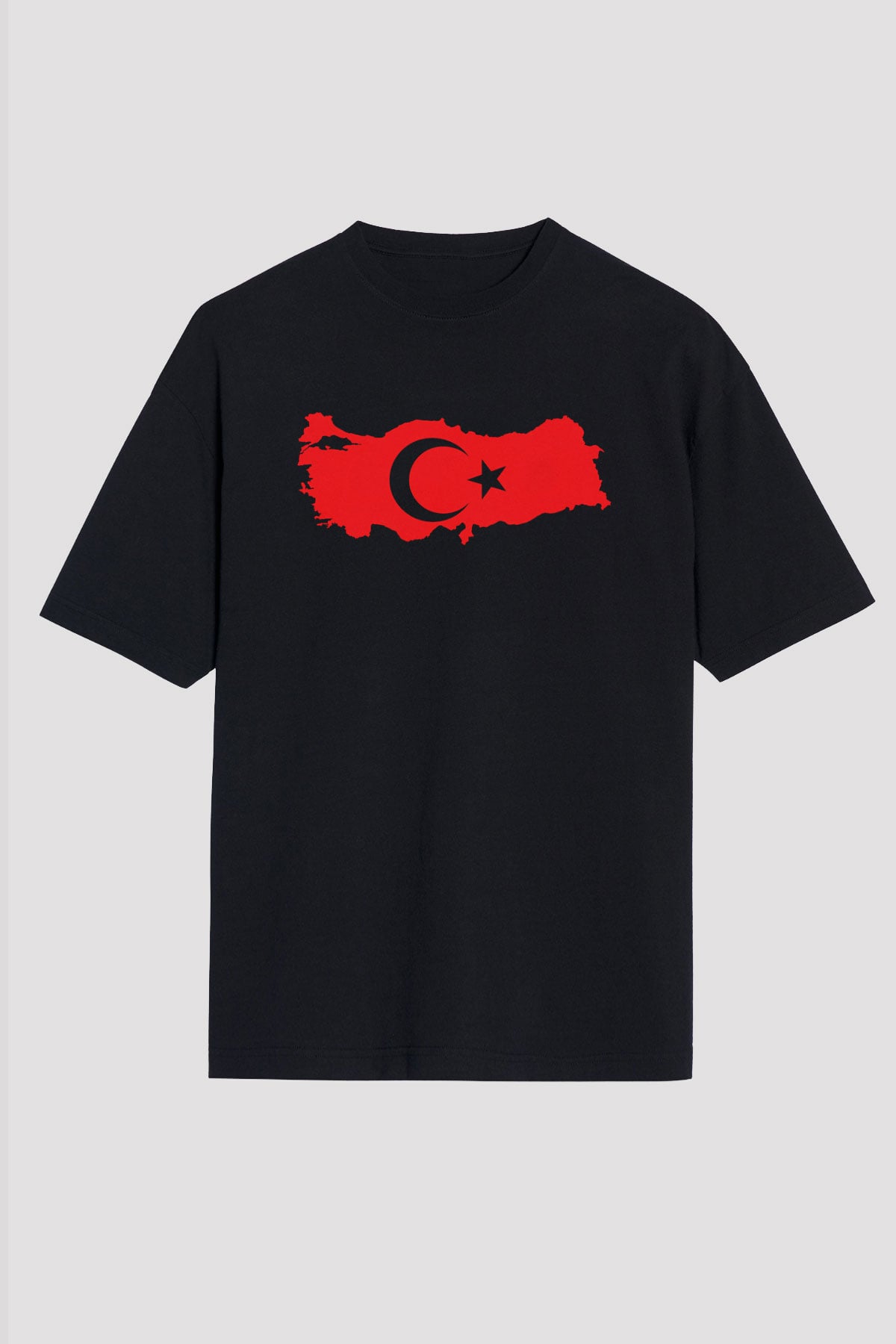 Türkiye Siyah Unisex Oversize Tişört T-Shirt