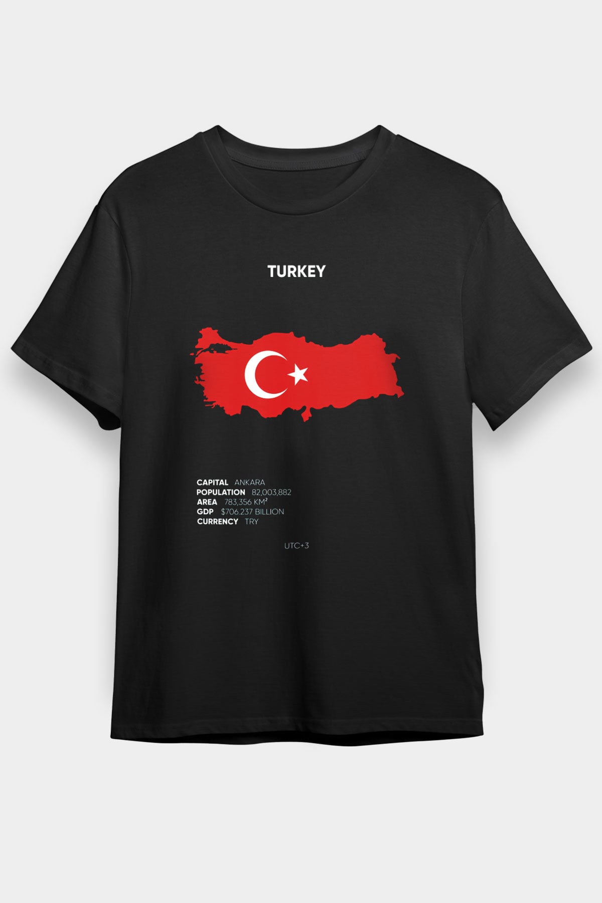 Türkiye Siyah Unisex Tişört T-Shirt - TişörtFabrikası