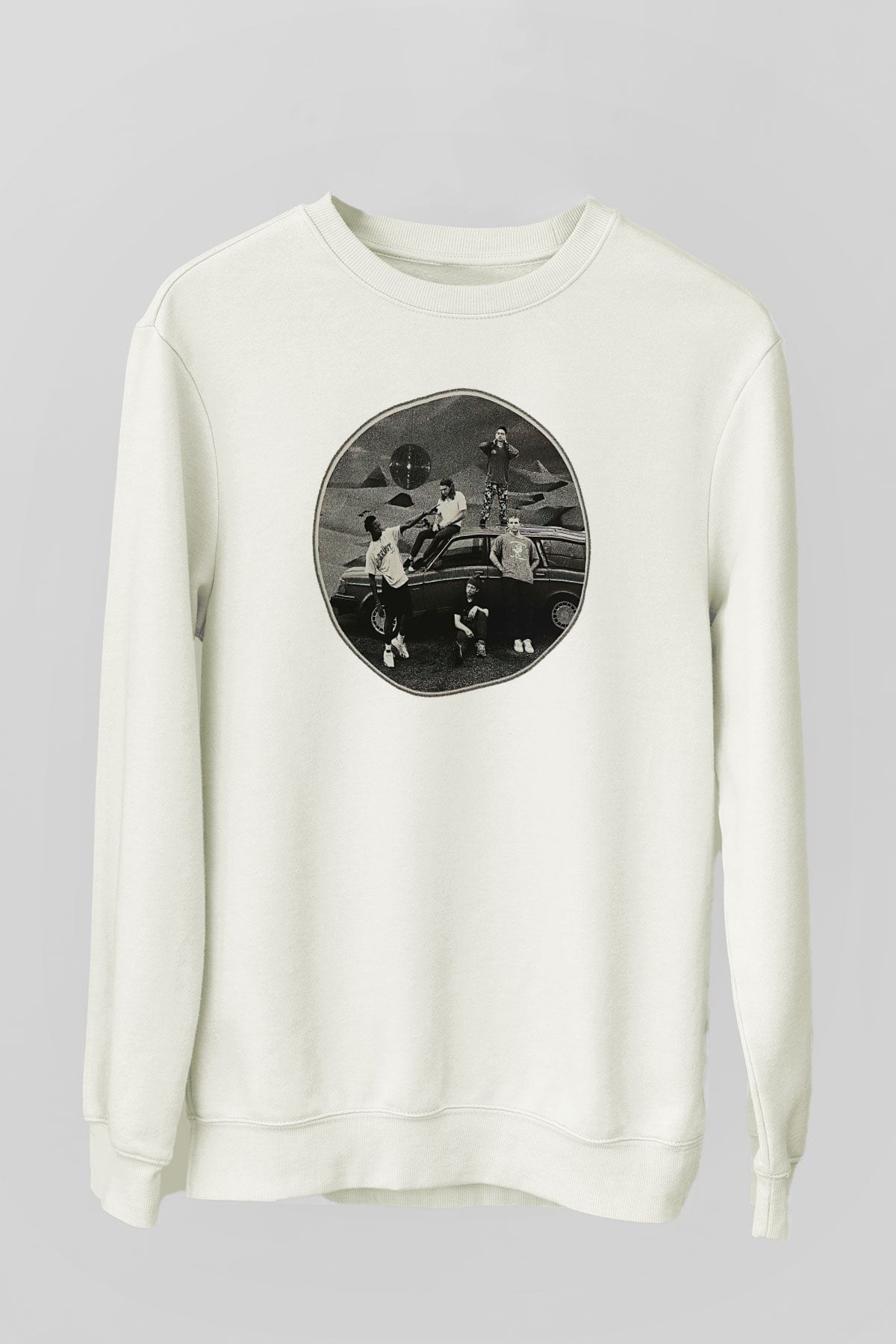 Turnstile Baskılı Beyaz Unisex Sweatshirt