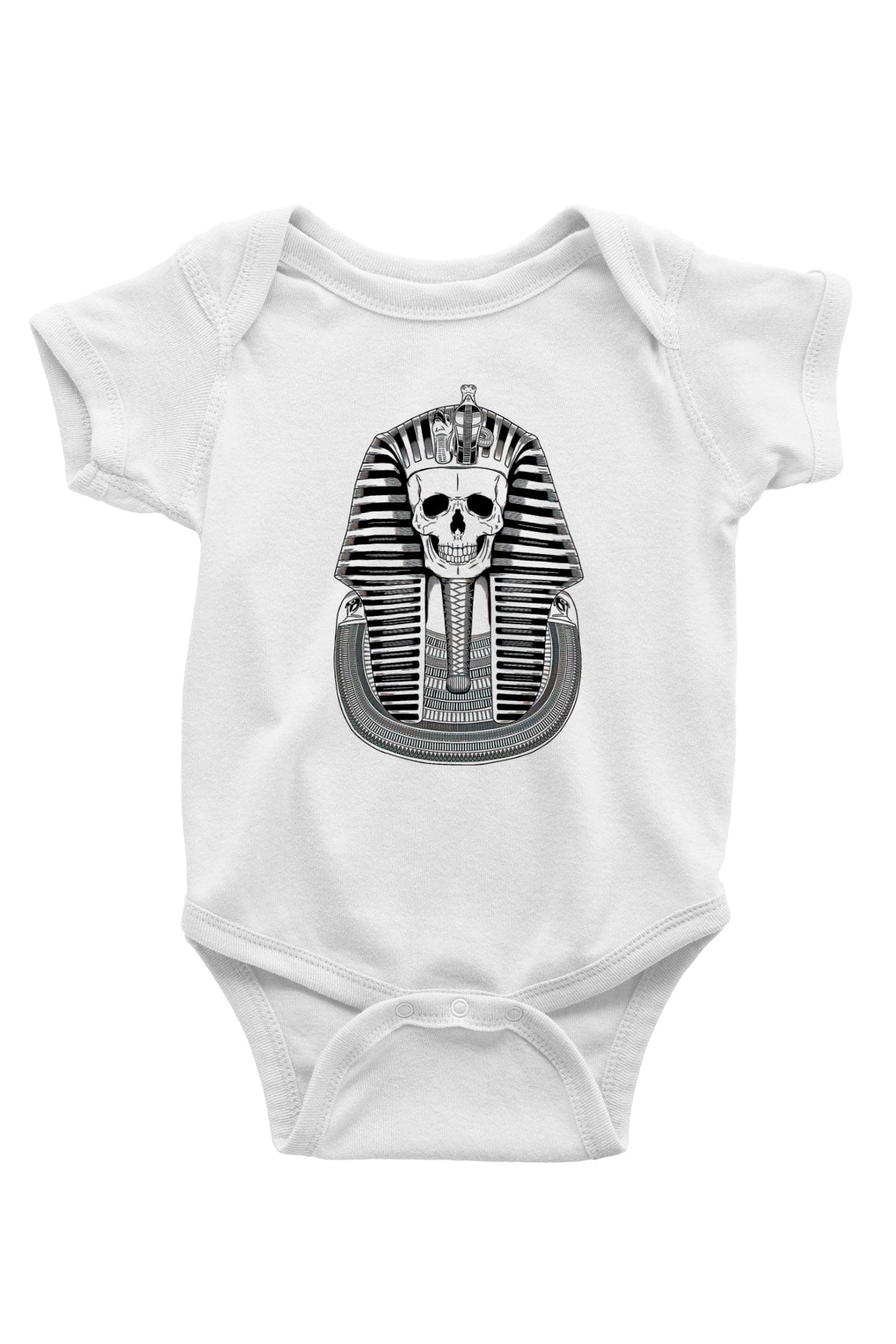 Tutankhamun Baskılı Beyaz Unisex Bebek Body - Zıbın