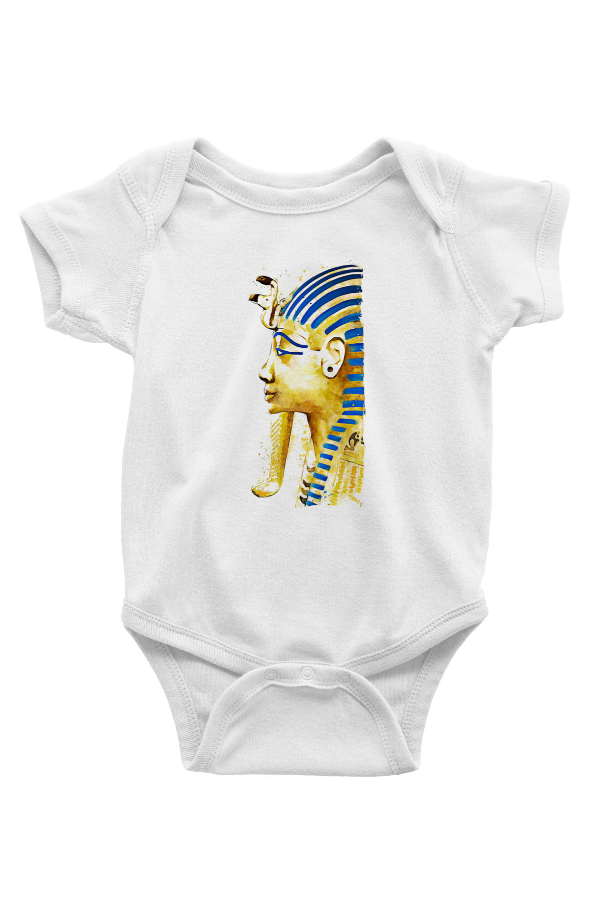 Tutankhamun Baskılı Beyaz Unisex Bebek Body - Zıbın