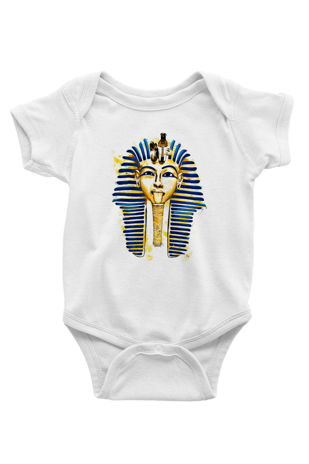 Tutankhamun Baskılı Beyaz Unisex Bebek Body - Zıbın
