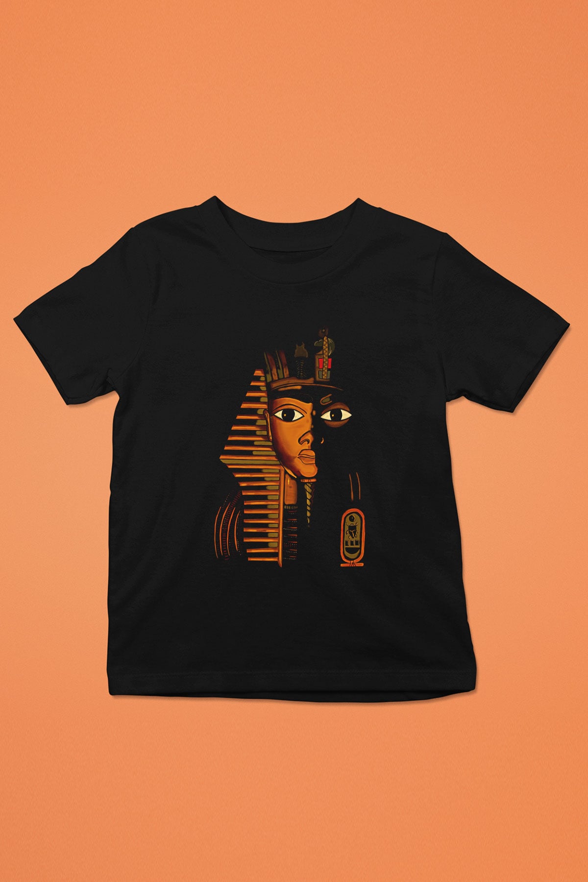 Tutankhamun Baskılı Unisex Siyah Çocuk Tişört - Tshirt