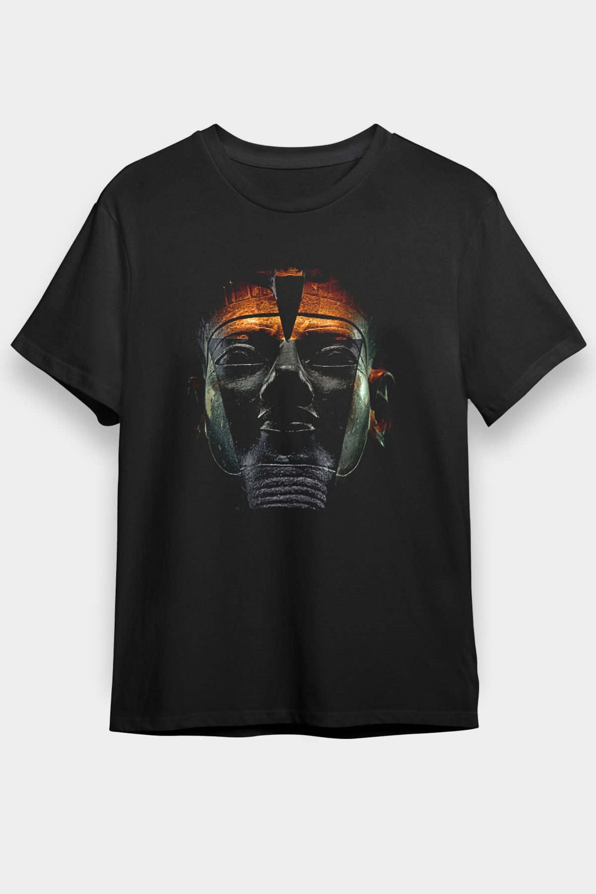 Tutankhamun Baskılı Unisex Siyah Tişört - Tshirt