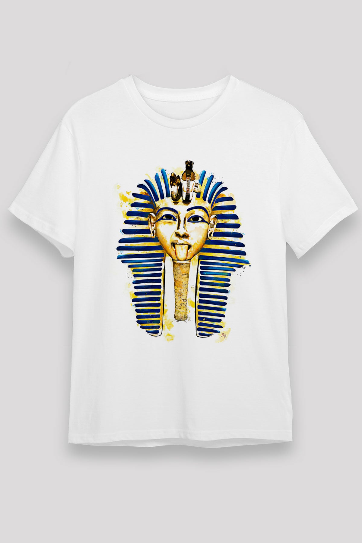 Tutankhamun Unisex Baskılı Beyaz Tişört - Tshirt