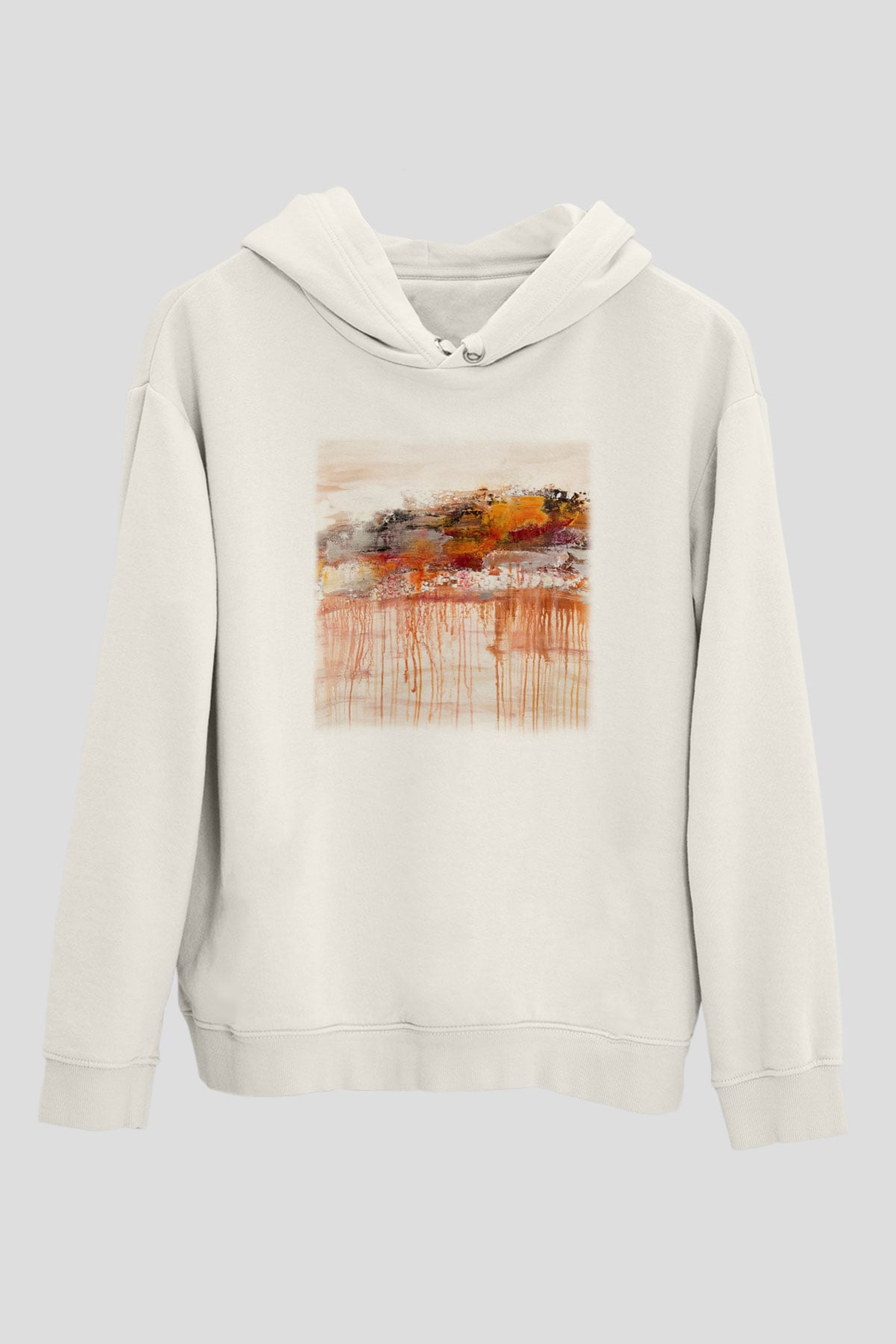 Tuval Beyaz Unisex Kapşonlu Sweatshirt