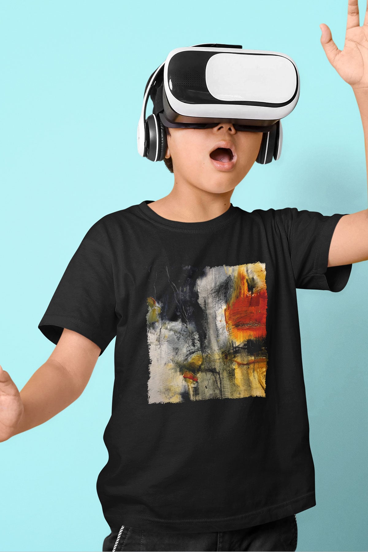 Tuval Siyah Unisex Çocuk Tişört