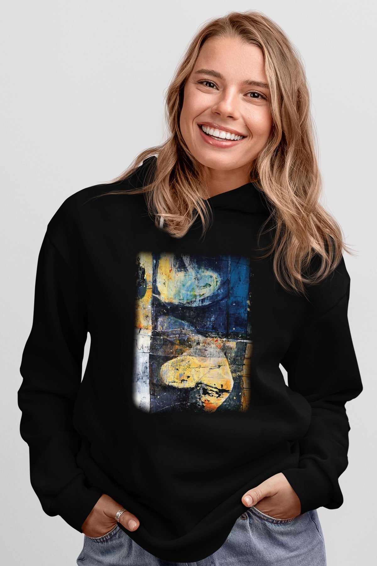 Tuval Siyah Unisex Hoodie