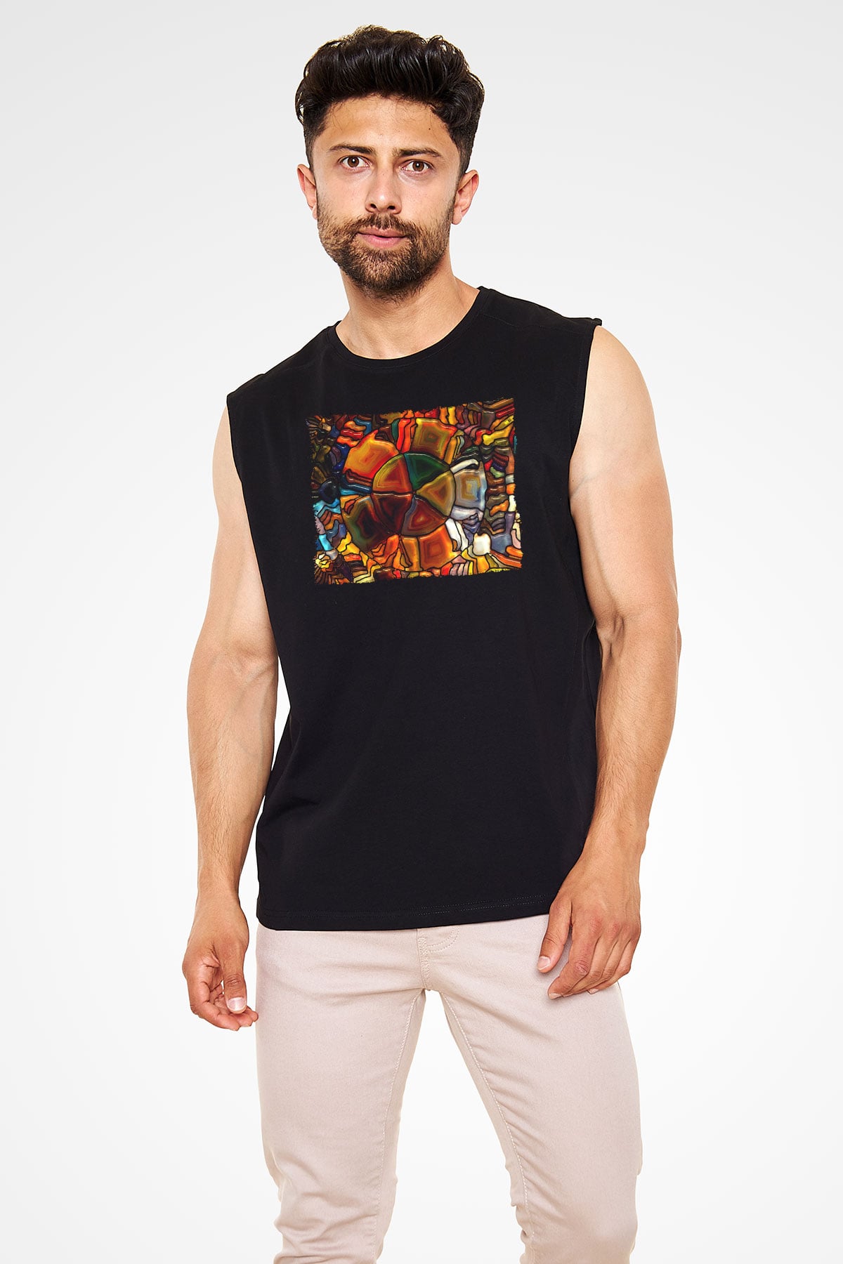 Tuval Siyah Unisex Kolsuz Tişört