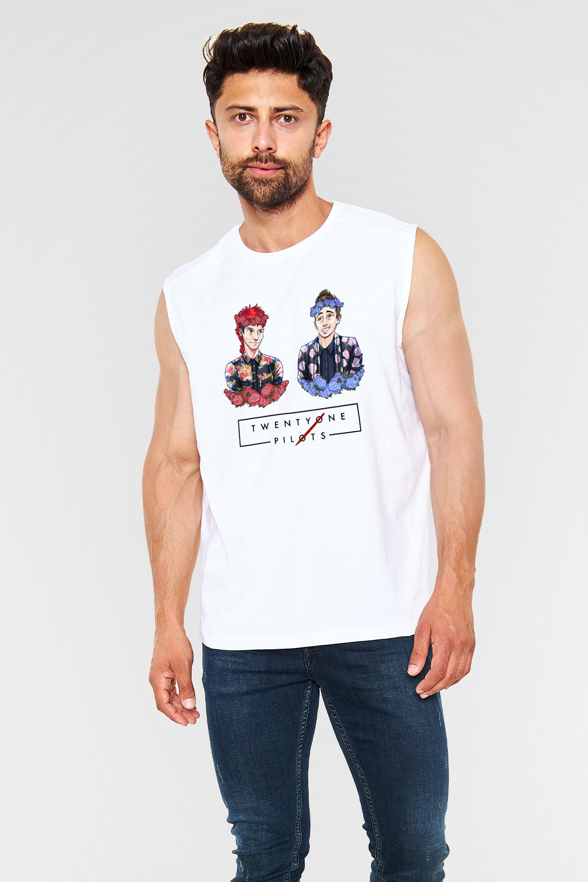 Twenty One Pilots Beyaz Unisex Kolsuz Tişört
