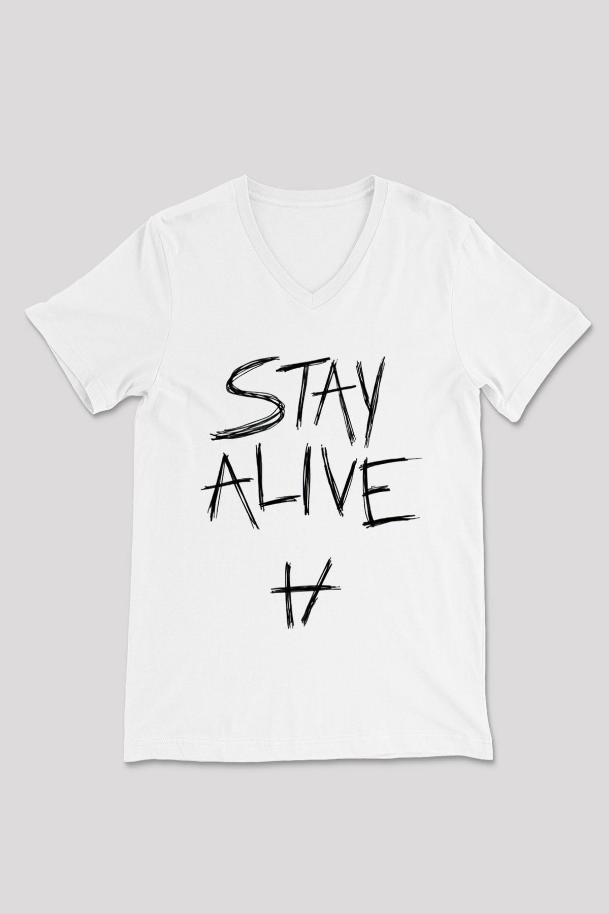 Twenty One Pilots Beyaz Unisex V Yaka Tişört T-Shirt