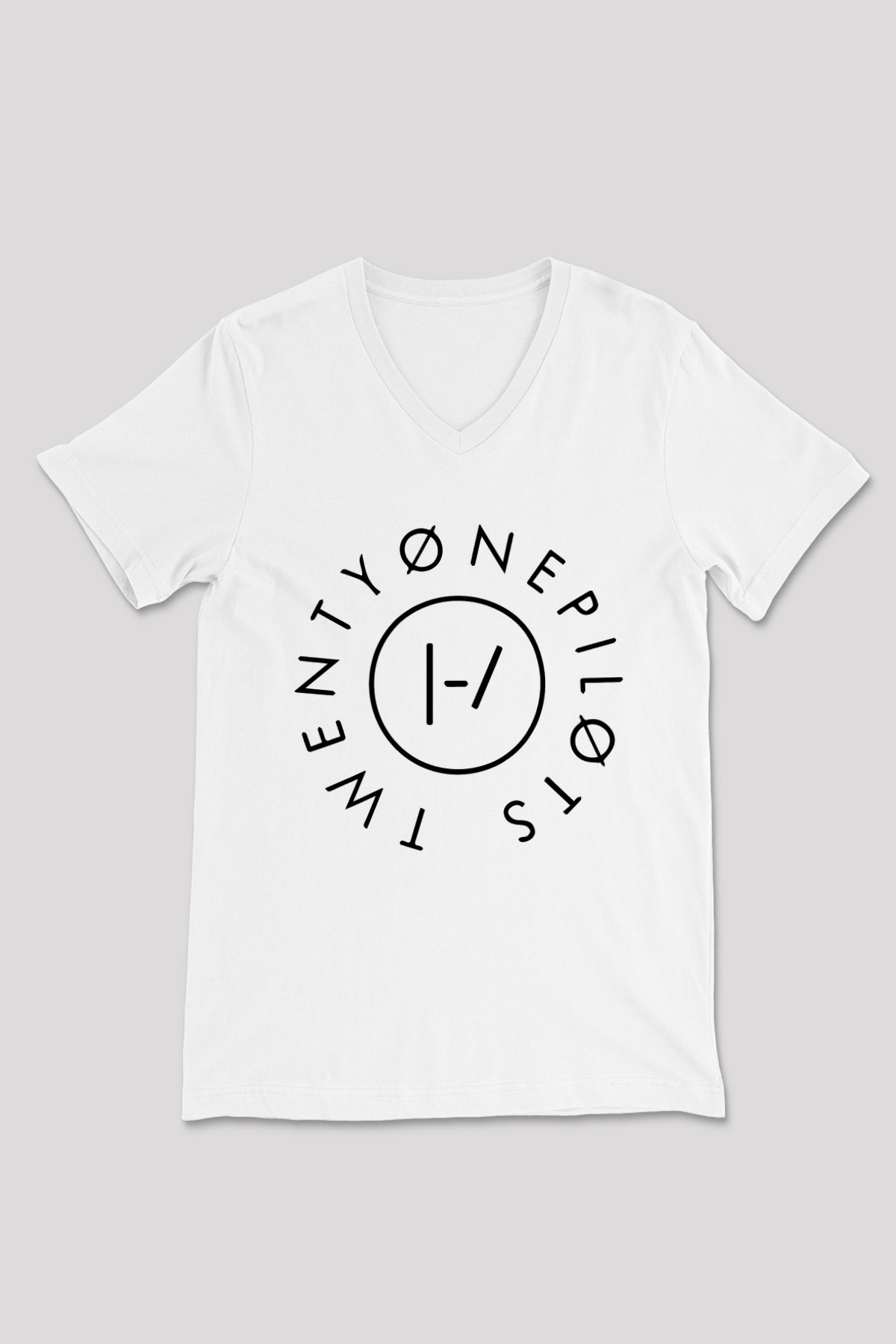 Twenty One Pilots Beyaz Unisex V Yaka Tişört T-Shirt