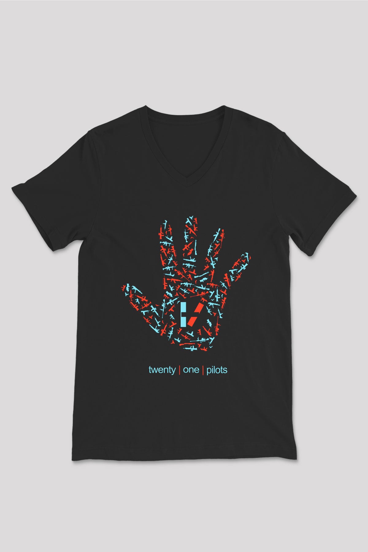 Twenty One Pilots Siyah Unisex V Yaka Tişört T-Shirt