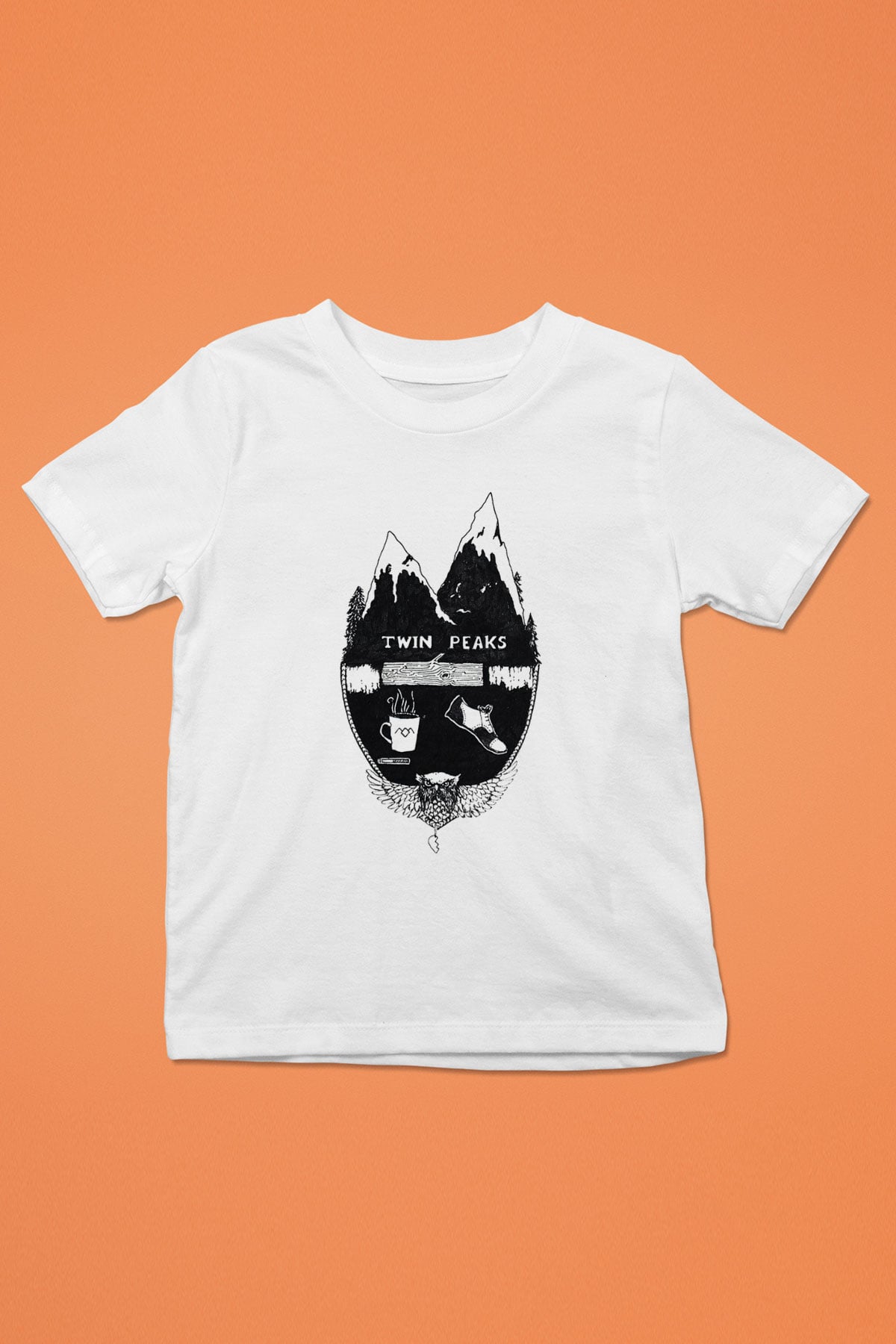 Twin Peaks Baskılı Beyaz Unisex Çocuk Tişört