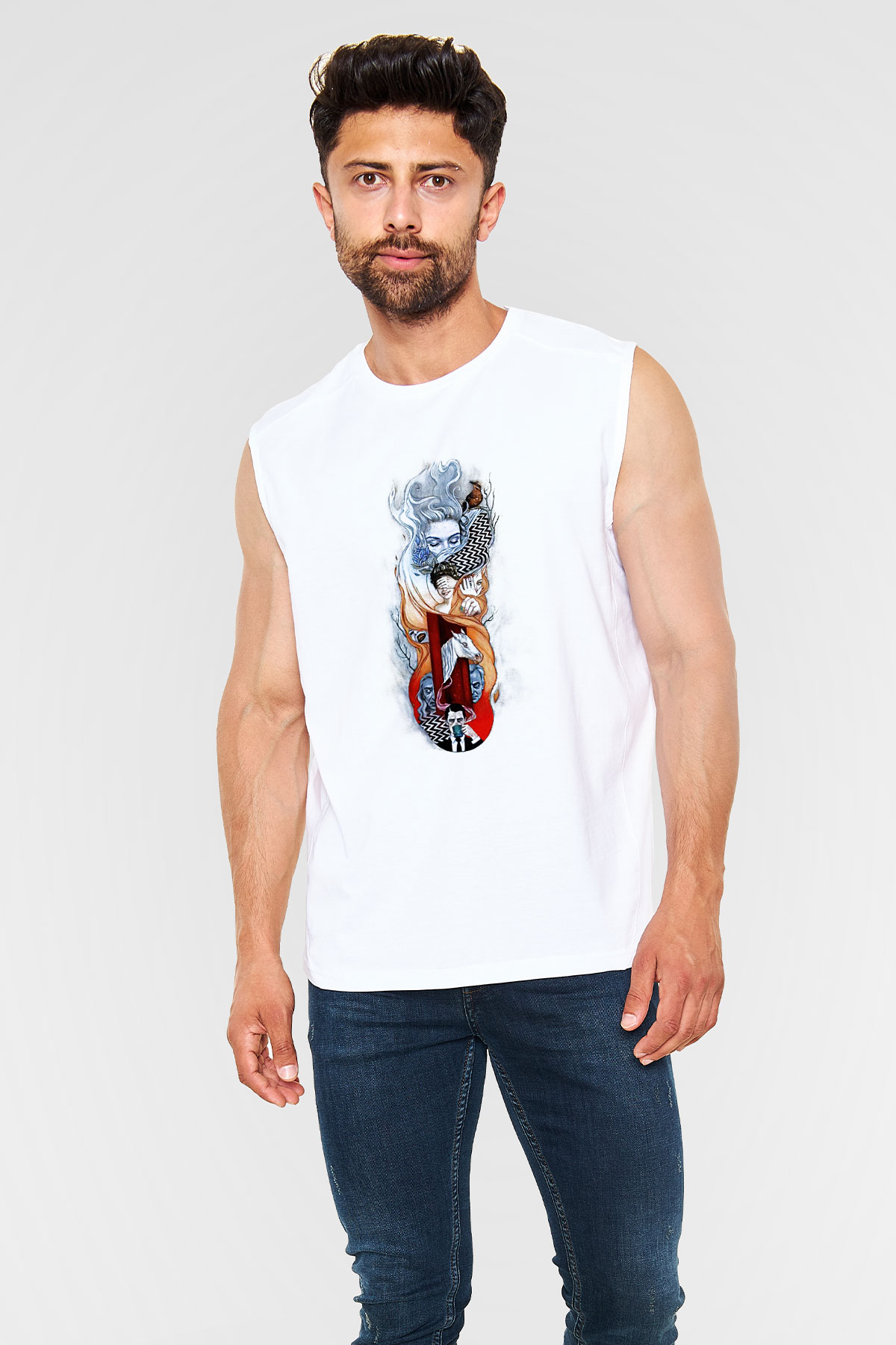 Twin Peaks Beyaz Unisex Kolsuz Tişört