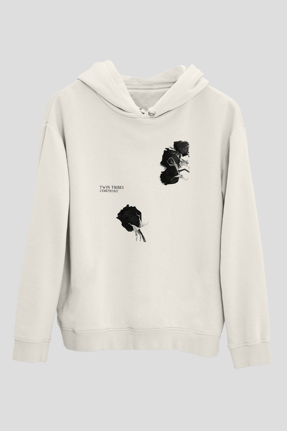 Twin Tribes Baskılı Beyaz Unisex Kapüşonlu Sweatshirt