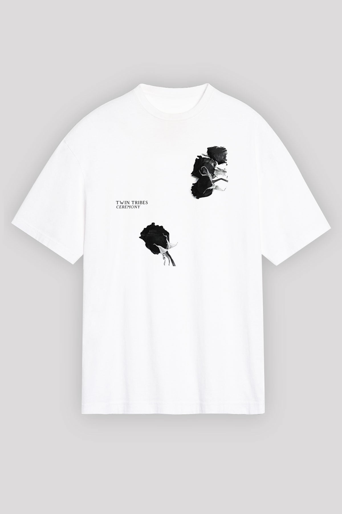 Twin Tribes Baskılı Beyaz Unisex Oversize Tişört - Tshirt