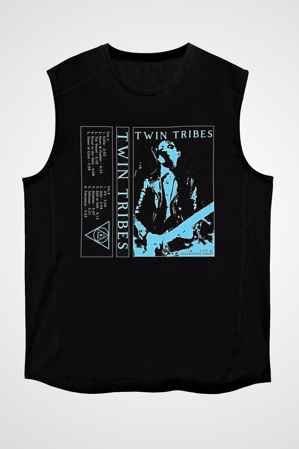 Twin Tribes Baskılı Unisex Siyah Kolsuz Tişört - Tshirt