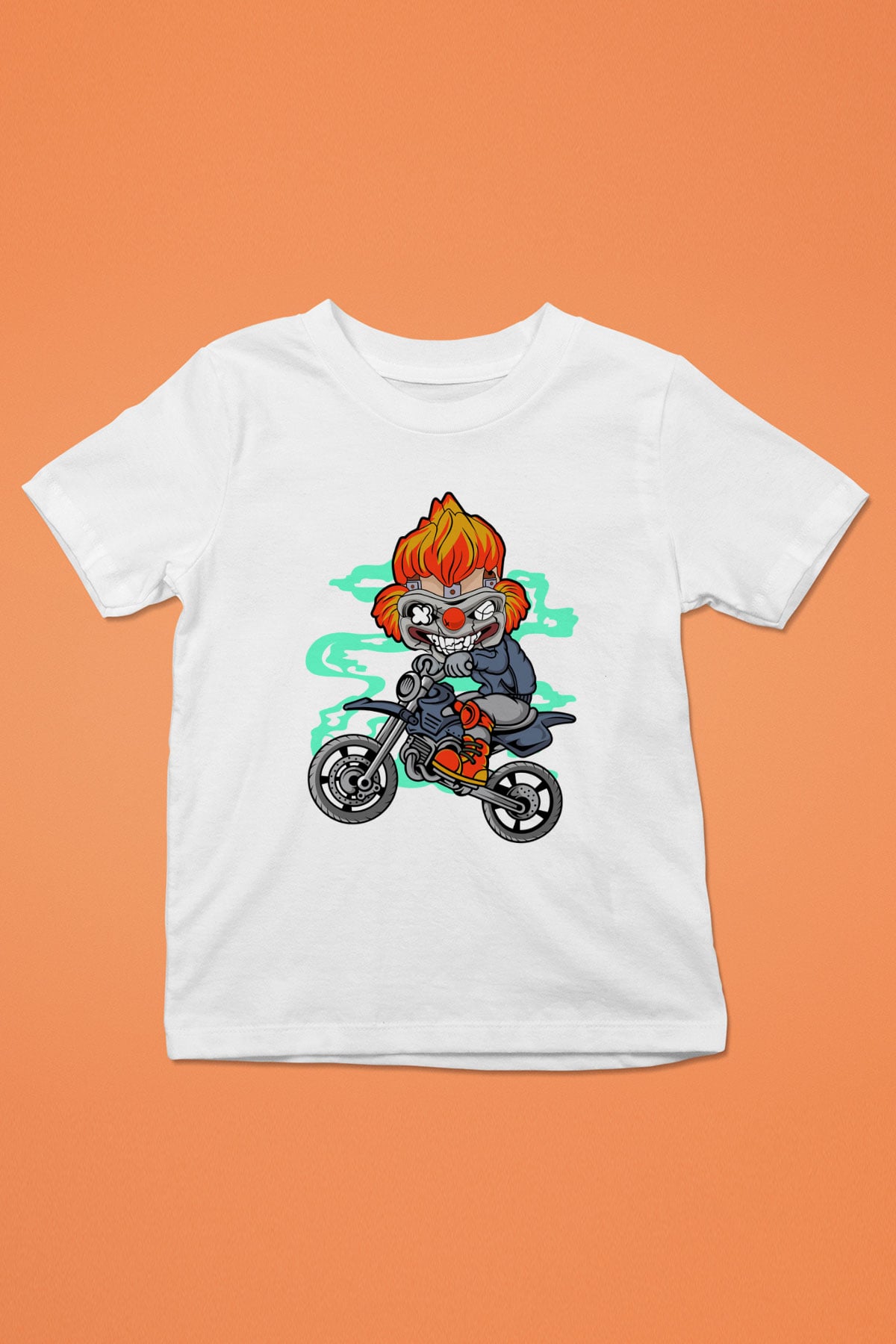 Twisted Metal Motocross Baskılı Beyaz Unisex Çocuk Tişört