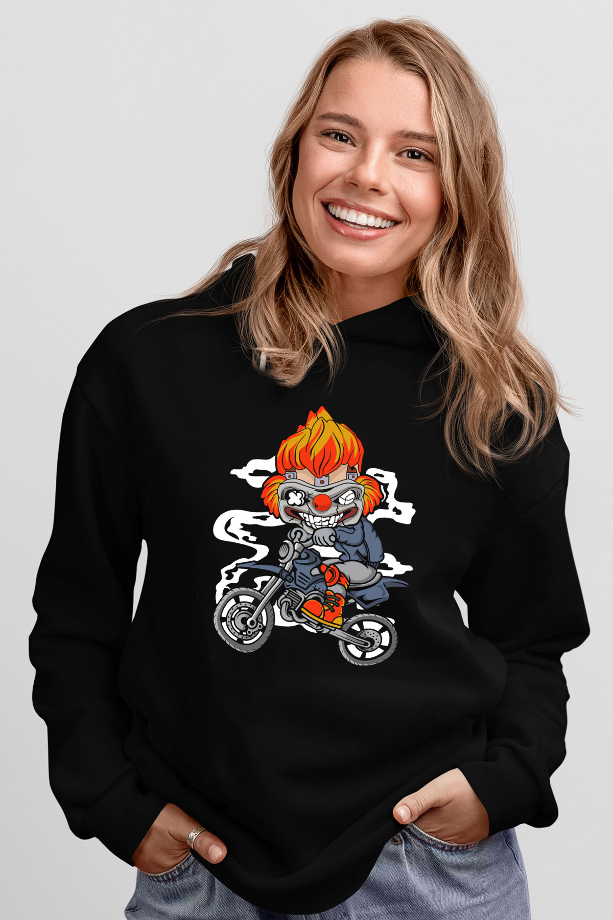 Twisted Metal Motocross Baskılı Siyah Unisex Hoodie