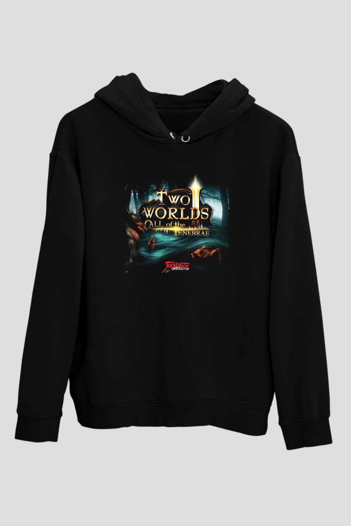 Two Worlds Siyah Unisex Hoodie