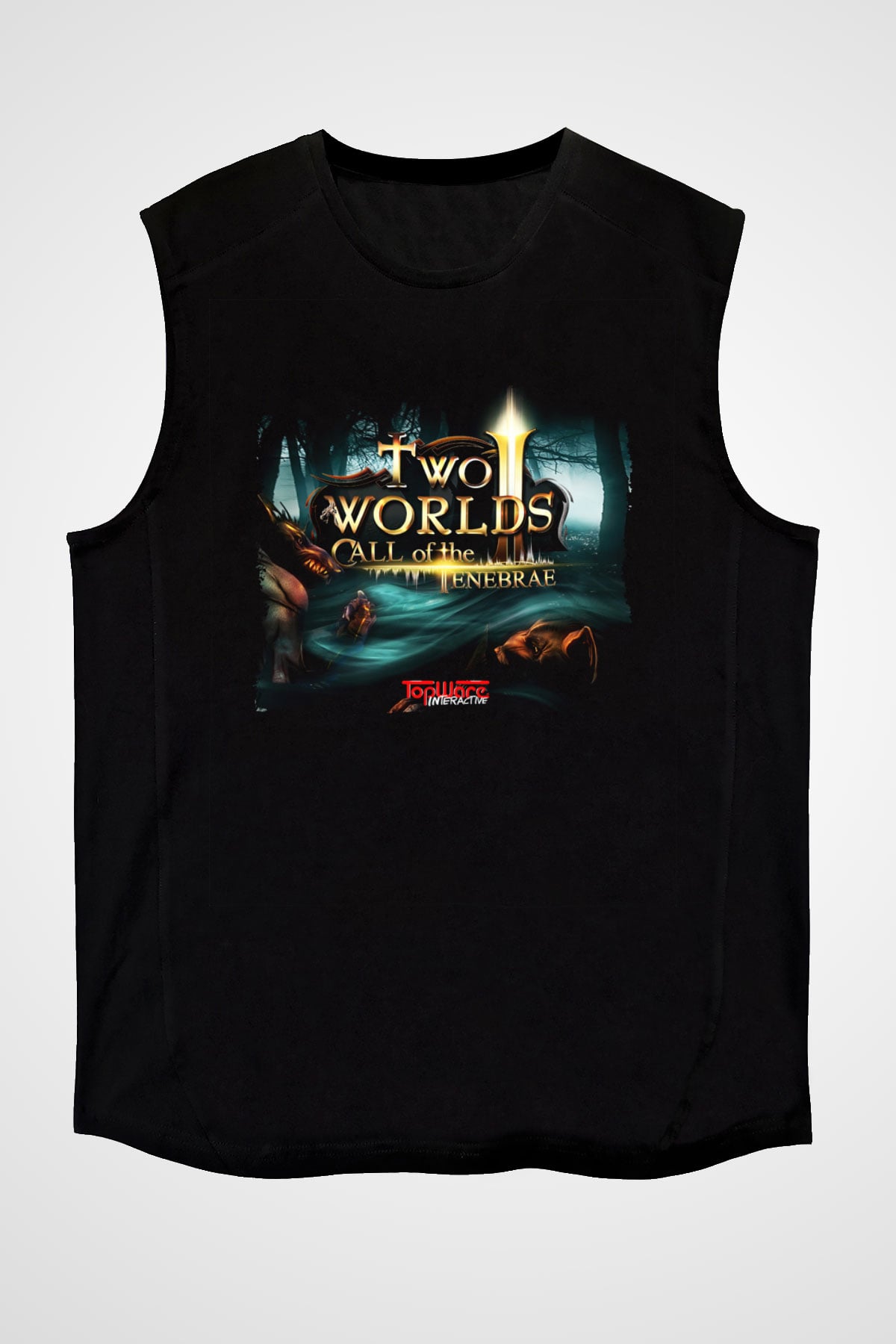 Two Worlds Siyah Unisex Kolsuz Tişört