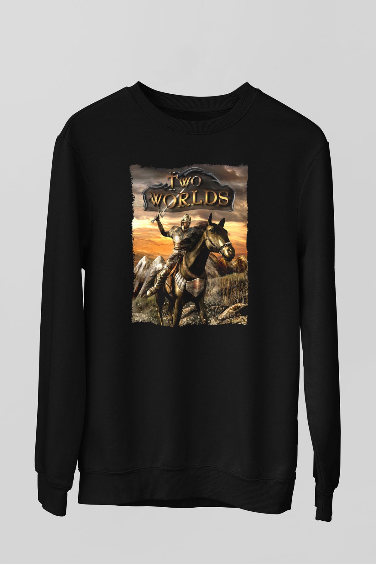 Two Worlds Siyah Unisex Sweatshirt