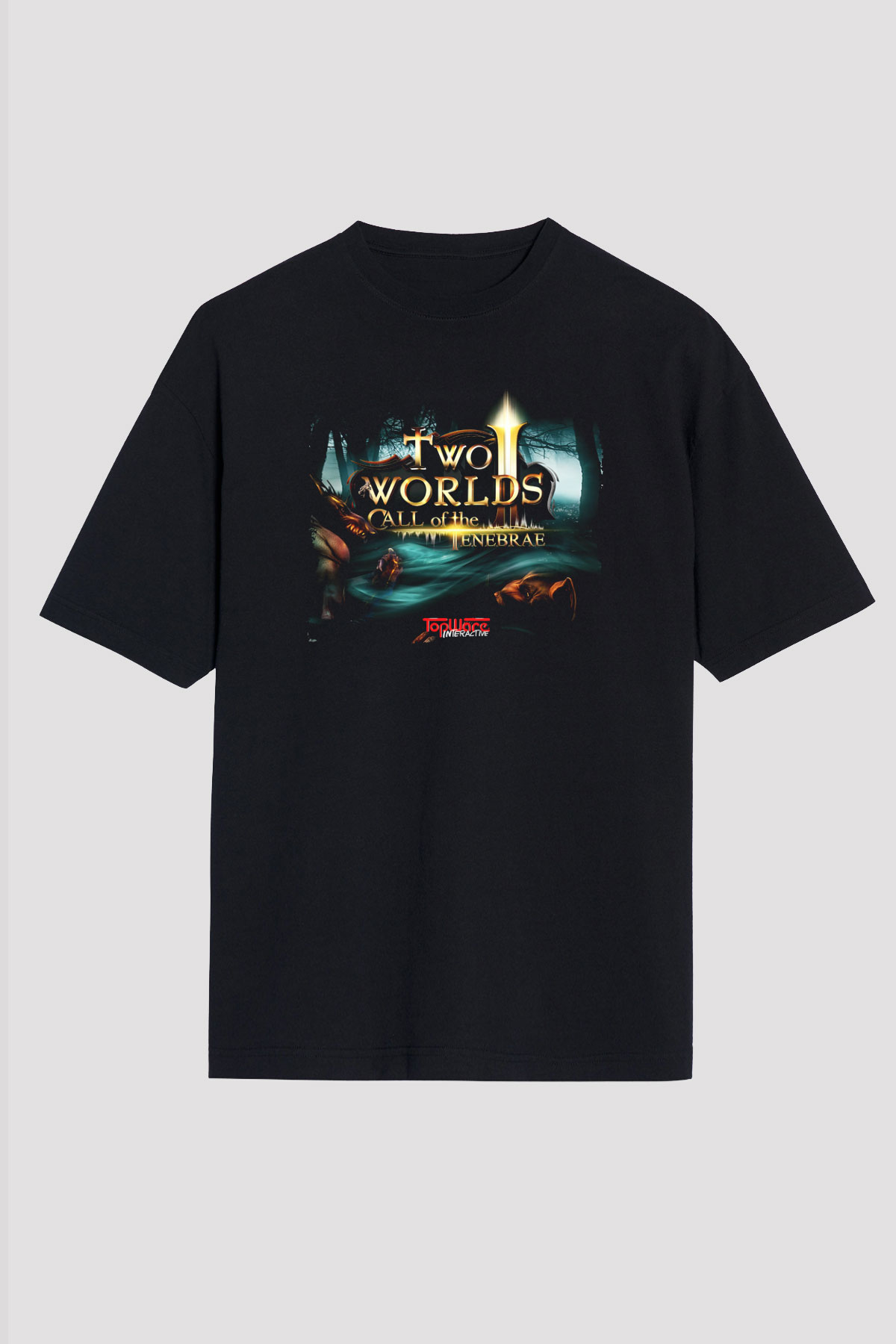 Two Worlds Siyah Unisex Tişört T-Shirt
