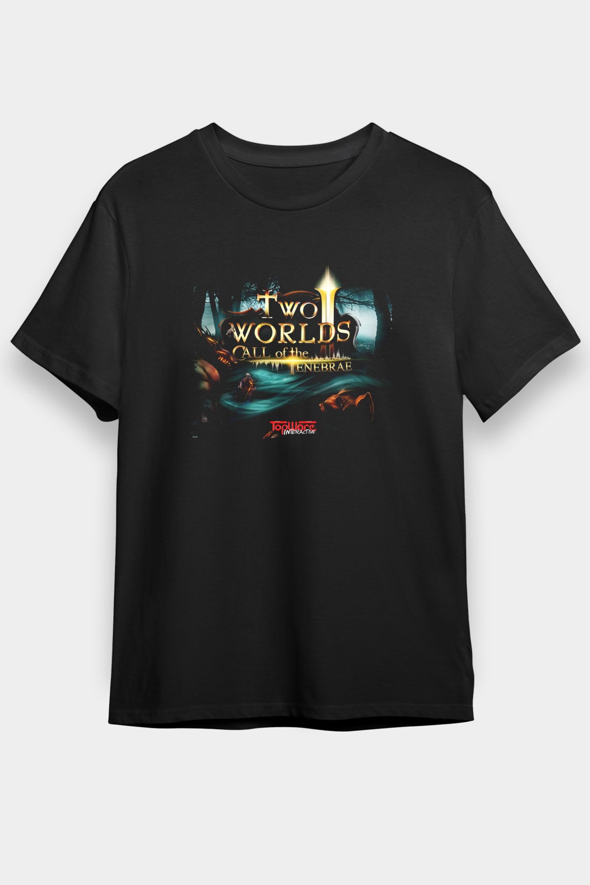 Two Worlds Siyah Unisex Tişört T-Shirt