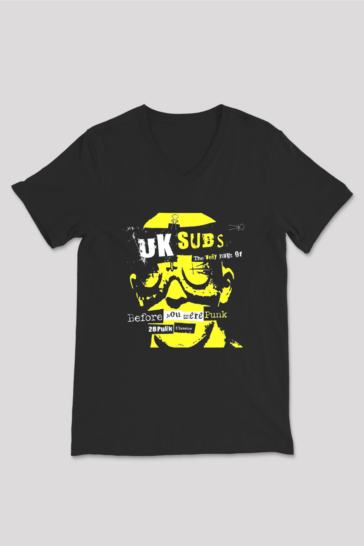 U.K. Subs Siyah Unisex V Yaka Tişört T-Shirt