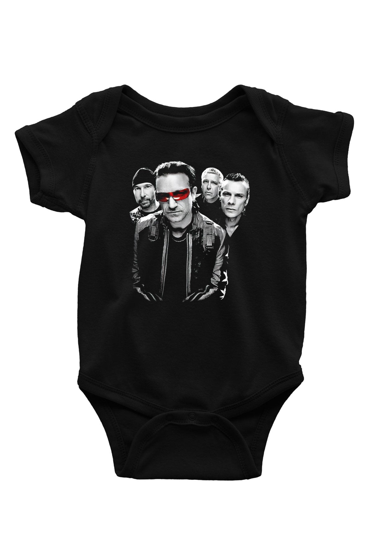 U2 Baskılı Siyah Bebek Body - Zıbın