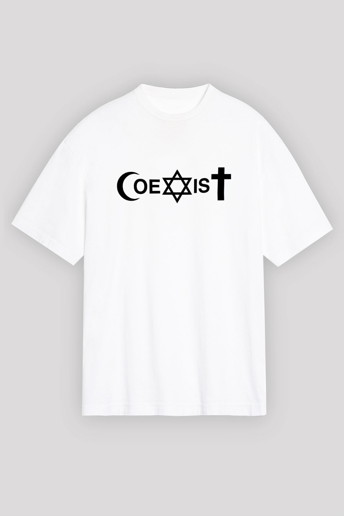 U2 Beyaz Unisex Oversize Tişört T-Shirt